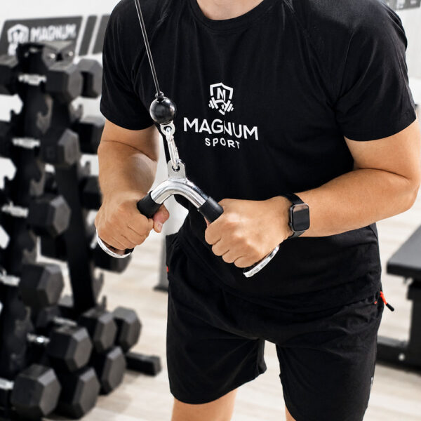 V ručka za triceps i kros mašine – hrom / guma