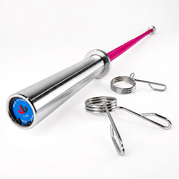 Aluminijumska šipka za tegove 10kg 180cm Pink – lagana olimpijska trening šipka za žene i početnike