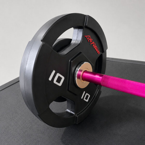 Aluminijumska šipka za tegove 10kg 180cm Pink – lagana olimpijska trening šipka za žene i početnike