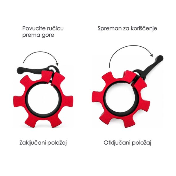Osigurači za tegove za olimpijske šipke 50/51 mm – Aluminijumski LOCK JAW stezači