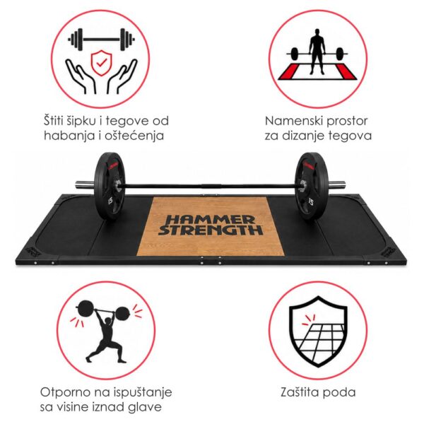 Platforma za POWERLIFTING i OLIMPIJSKO DIZANJE TEGOVA 230x110 cm - 3cm