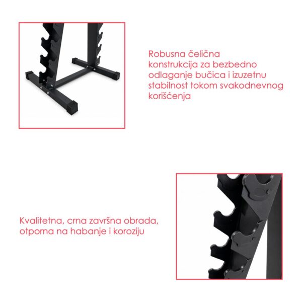Stalak za tegove/bučice, za 10 setova, VERTIKALNI, CRNI